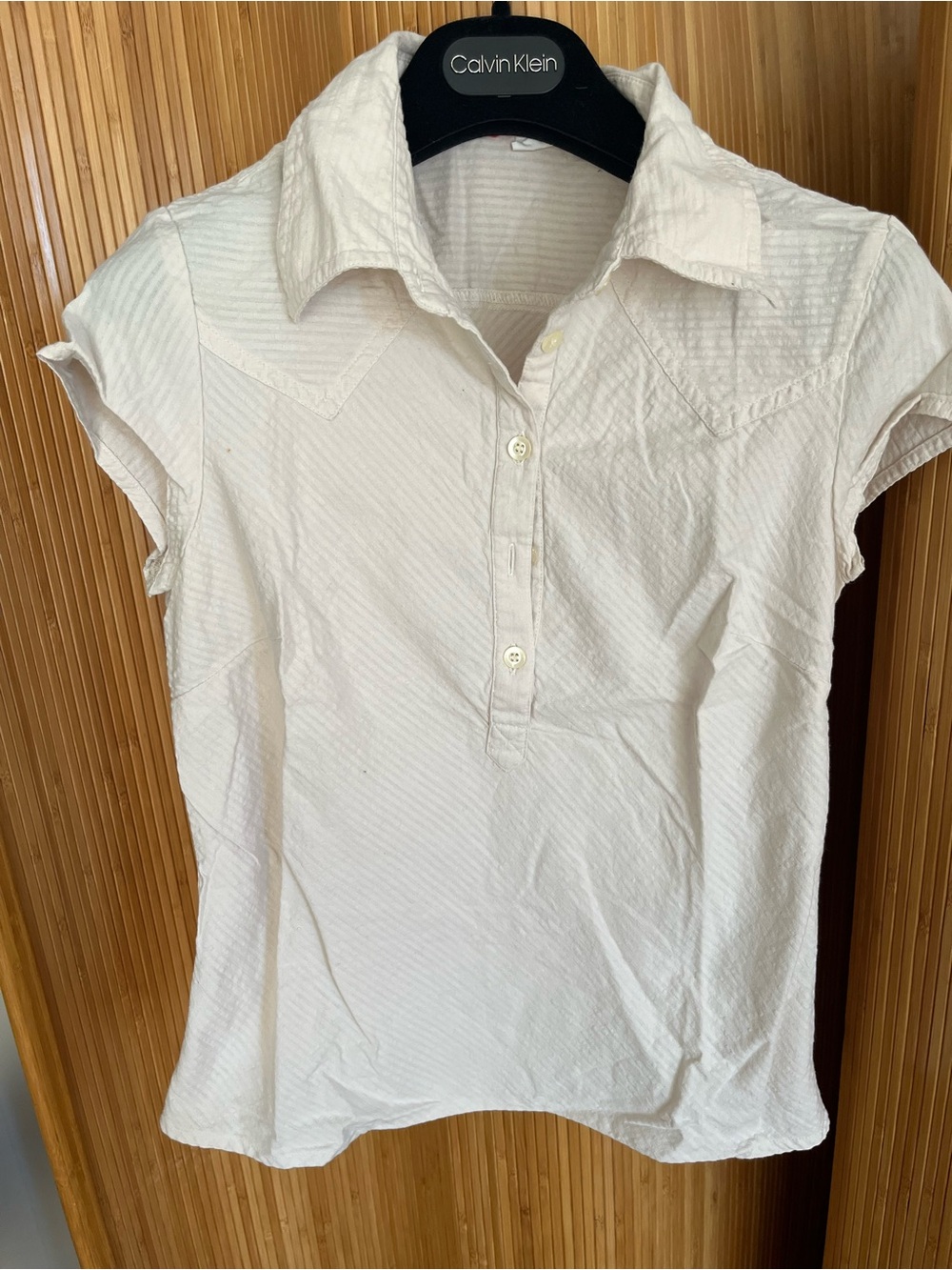 H&M beige Short-Sleeve Button Polo Shirt S
